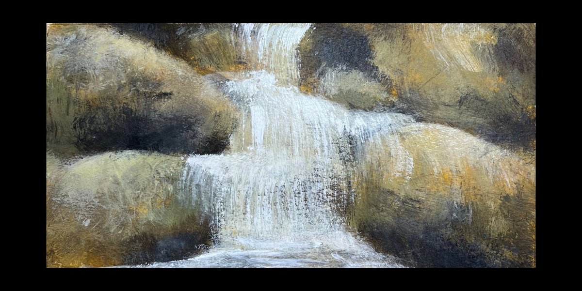 A picture to soothe the savage beast 😊let yourself let go for a few seconds … breathe and relax. #riverrun #lostinnature #waterfall #zen #zenmoment #yellowochre #fineart #nature #lessonsinpeace #reiki #newage #acryliconpaper