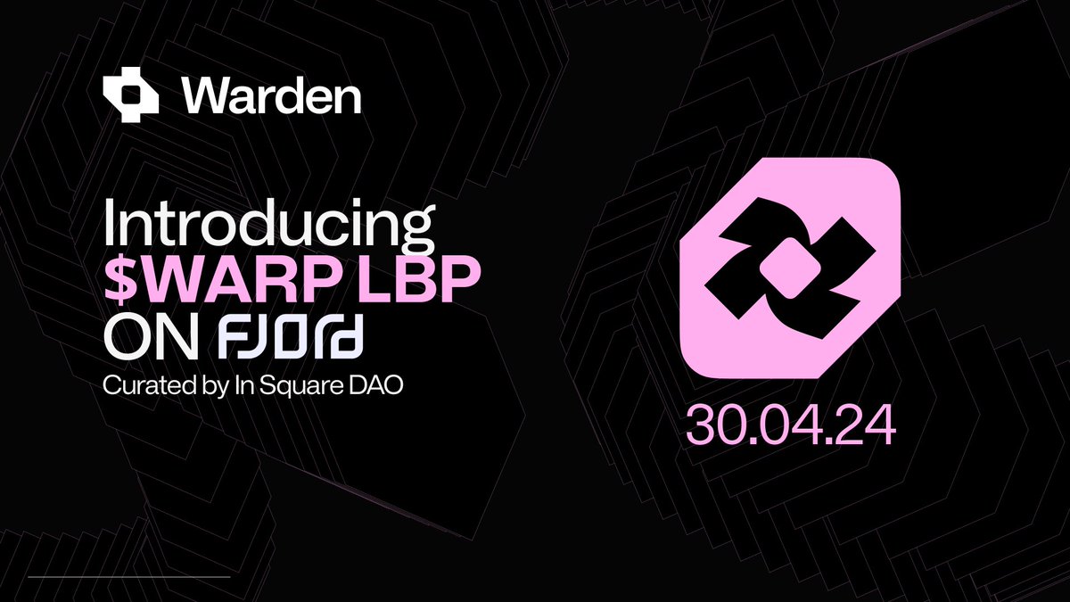 Introducing $WARP LBP & Tokenomics $WARP, the dynamic counterpart to $WARD, is adding liquidity and gamification to Warden ecosystem. ⁉️ $WARP's LBP will be available on @FjordFoundry (curated by @InSquareDAO) - on @base 💱app.v2.fjordfoundry.com/pools/0xb1cC5a… ⏰ 30/04/2024