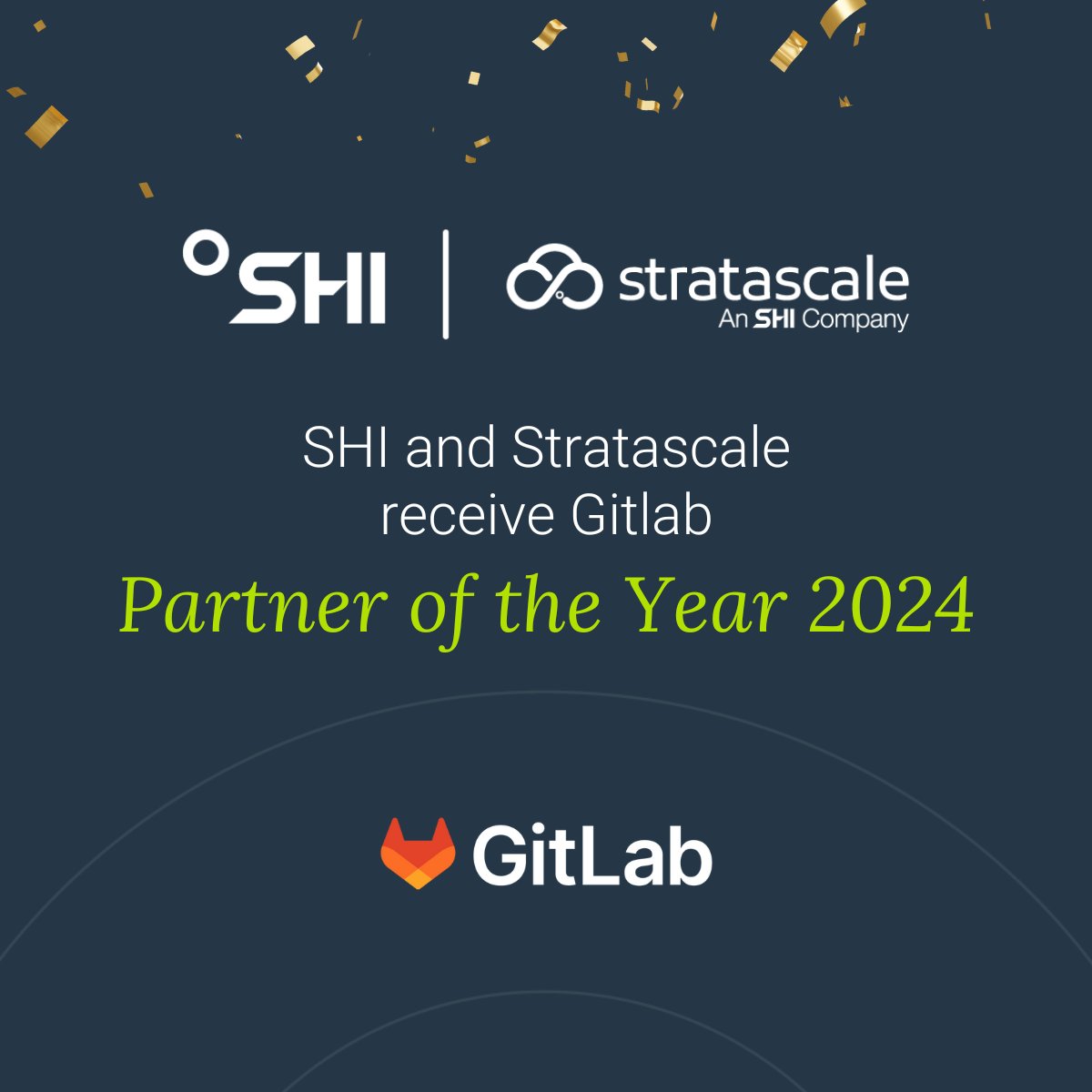 Let's raise our virtual glasses! 🥂 We're celebrating SHI and Stratascale for being selected as Partner of the Year for @GitLab. When you combine the power of SHI and Stratascale, you get a one-stop shop for Gitlab. #SolveWithSHI #PartneringWithSHI