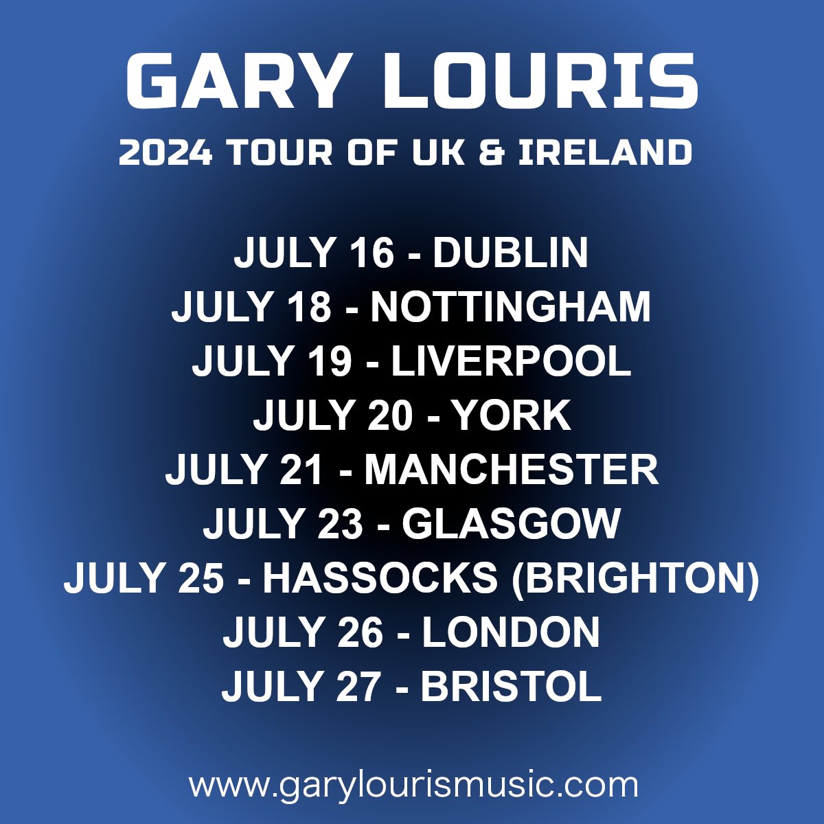 A Liverpool date on 7/19 has been added to the Gary Louris solo tour of the UK & Ireland in July 2024. Schedule with ticket links: bit.ly/GLshows Tickets for all shows go on sale Friday, 4/26 at 10AM local time (9AM for Bristol).