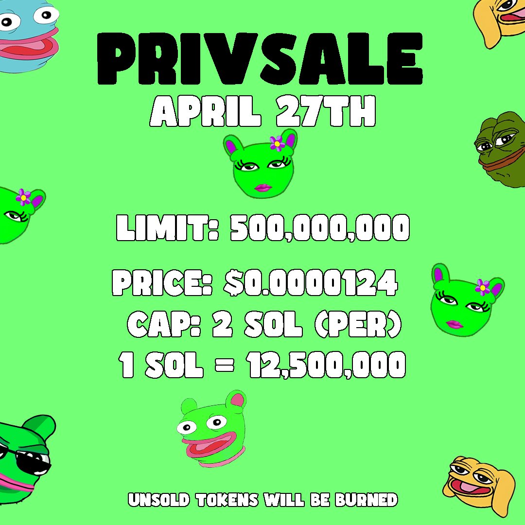 StacieSolana's tweet photo. Get Ready for our Private Sale. April 27TH🟢
Limited to only 5% of Total Supply!
To keep the Market Safe and Healthy.
$STACIE 
Telegram: https://t.co/NhIi834wXl
Website: https://t.co/9KJJ6HpuQh
CA: A2C71sSWxQmF3dn6d5BrRUaf1L2HmtLi8AWzf71u8GEr

#100x #crypto $PEPE $BRETT #solana https://t.co/pj24BRDvS3