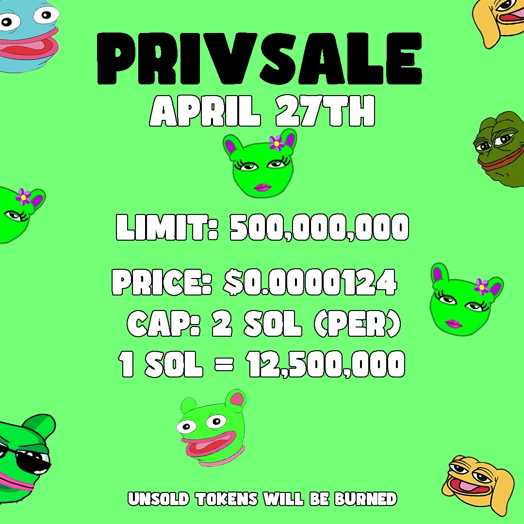 Get Ready for our Private Sale. April 27TH🟢 Limited to only 5% of Total Supply! To keep the Market Safe and Healthy. $STACIE Telegram: t.me/staciesolana Website: staciesolana.xyz CA: A2C71sSWxQmF3dn6d5BrRUaf1L2HmtLi8AWzf71u8GEr #100x #crypto $PEPE $BRETT #solana