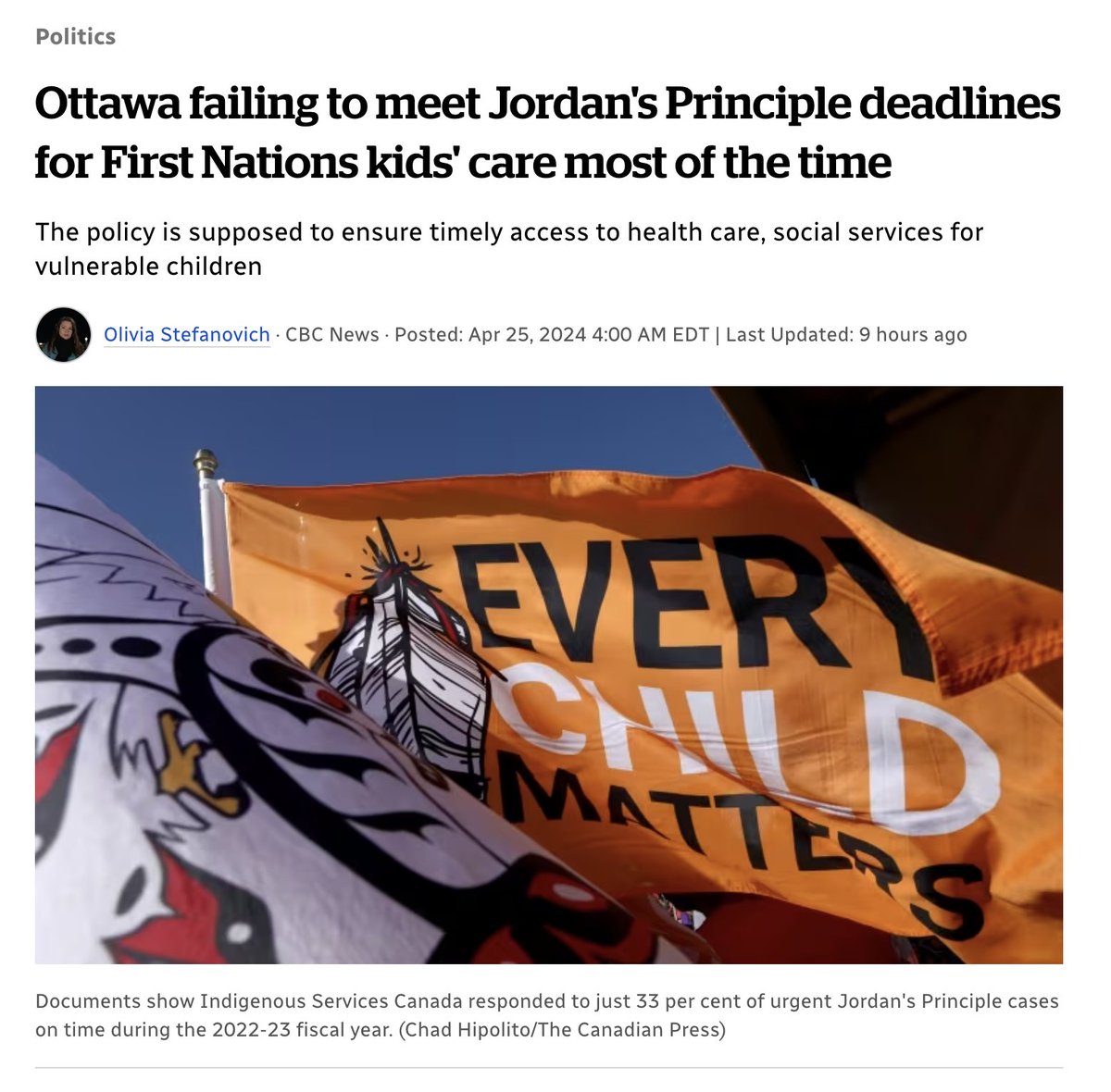 The latest reporting from CBC on Canada's non-compliance with the Tribunal's orders on Jordan's Principle. Read it here: cbc.ca/news/politics/…