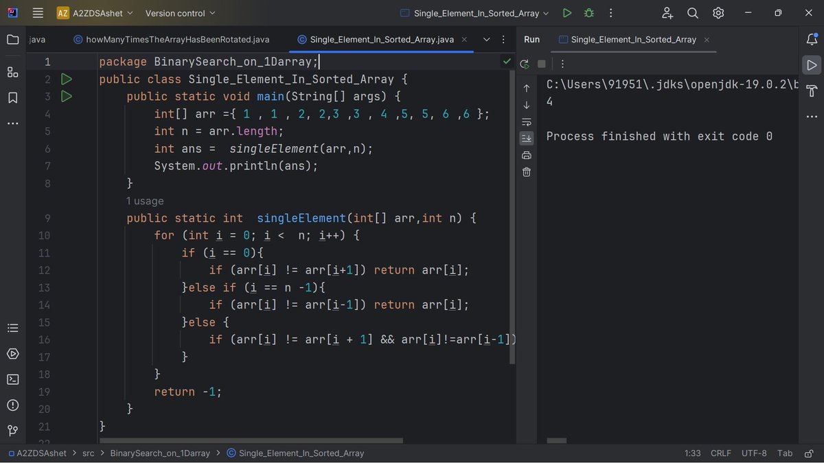 Sahilsher2710's tweet image. Day 52 #StriverA2ZDSA
- Single element in a Sorted Array(Brute force)
-Find peak element(Brute Force)
#LearningInPublic