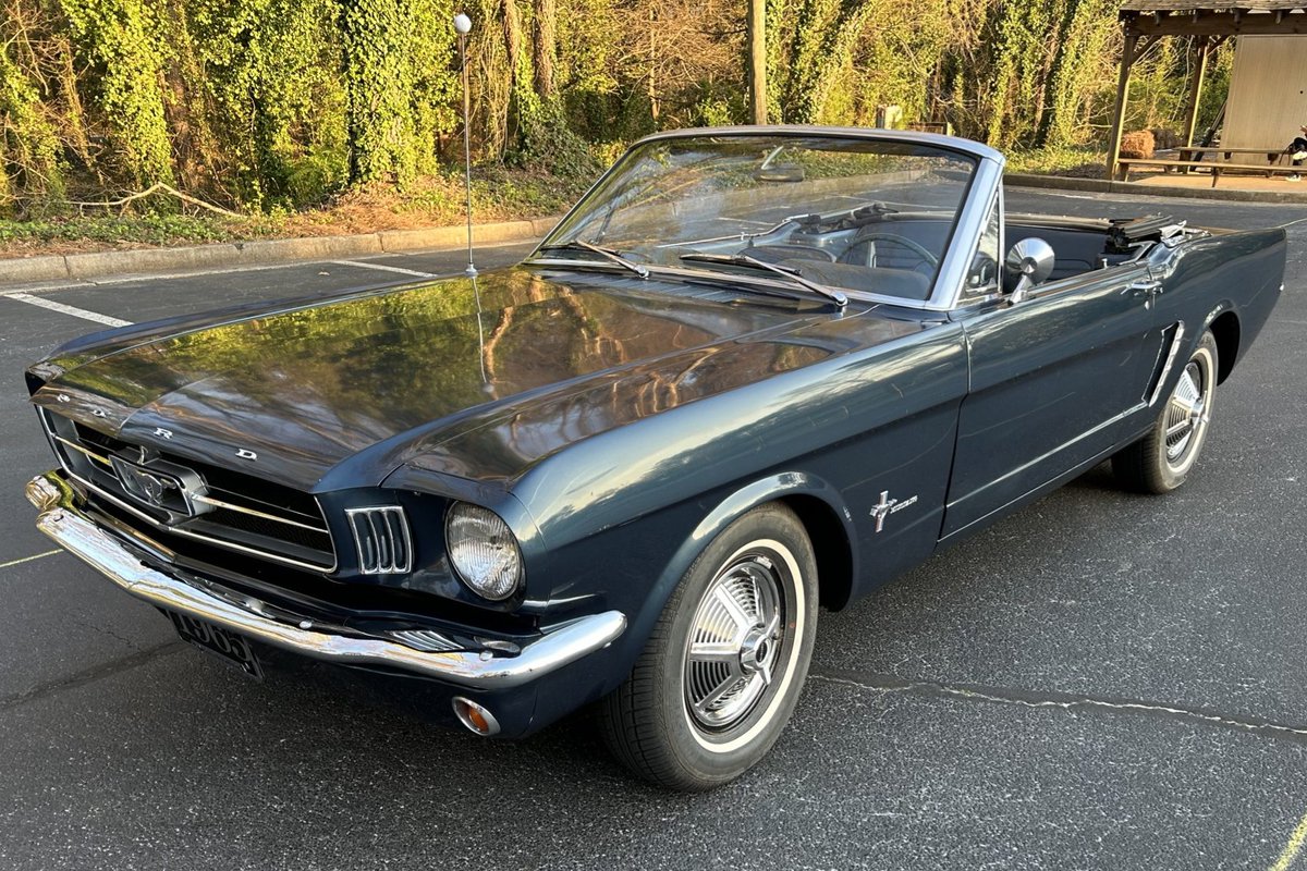 For Sale: 1965 Ford Mustang Convertible: This 1965 Ford Mustang convertible is powered by a 200ci inline-six paired with a three-speed automatic transmission and is finished in blue over blue.… dlvr.it/T613mk Bringatrailer.com #carsofinstagram #carporn #classiccar