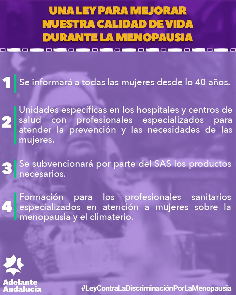 Porque… 🪭 Queremos más derechos. 🪭 Estamos hartas de estereotipos. 🪭 Merecemos saber qué pasa en nuestros cuerpos. 💜 Presentamos la #LeyContralaDiscriminaciónporlaMenopausia para mejorar nuestra calidad de vida.