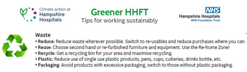 Day 4 #GreenerAHP week at @HHFTnhs!    

We are sharing sustainability tips for work & home to help us all go #NetZero!  ♻️ 

#AHPs 
#MakingADifference 
#Sustainaibility