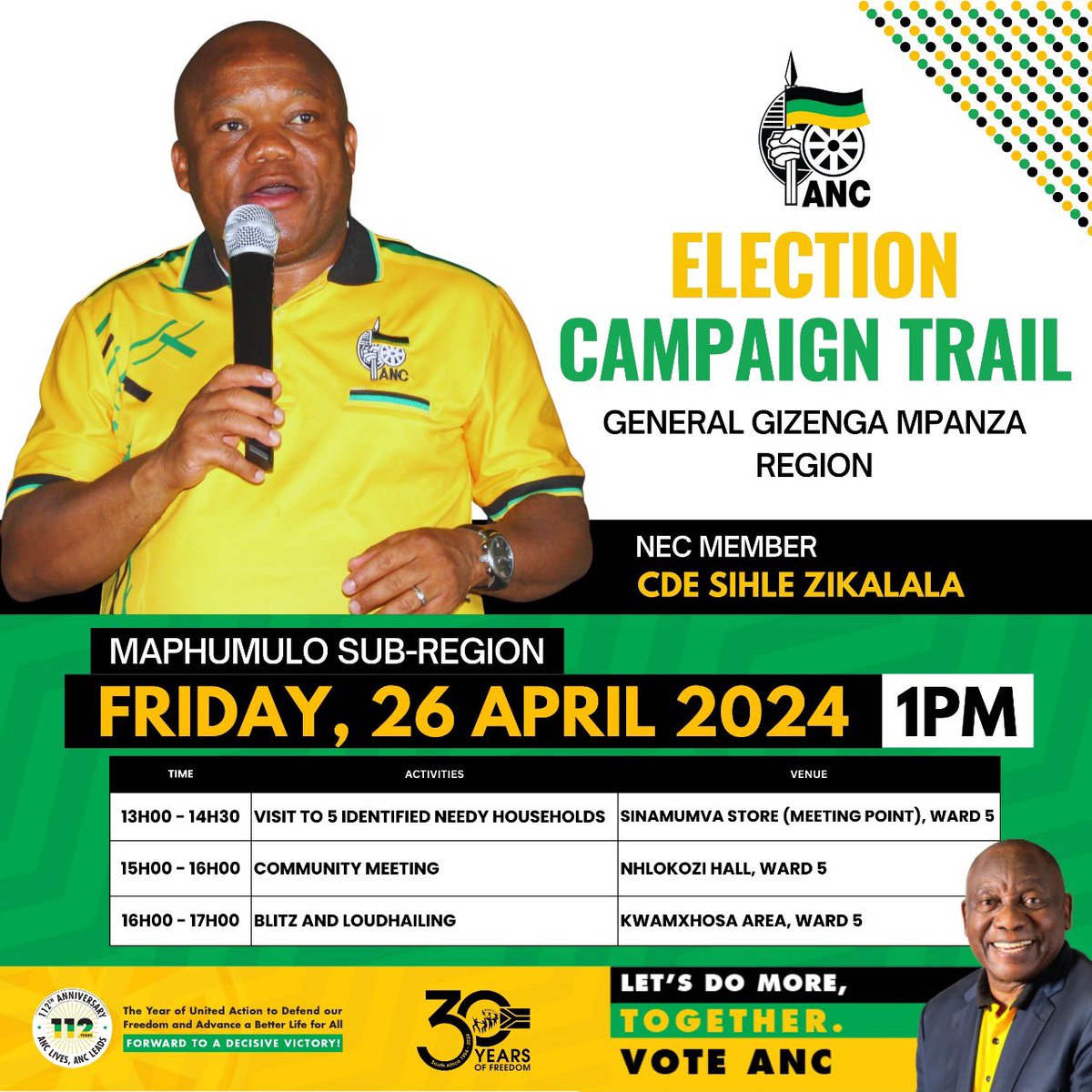 Road To Victory 🖤💚💛 ON THE CAMPAIGN TRAIL This Friday, we will be in General Gizenga Mpanza Region, Maphumulo Sub-Region. #VoteANC2024 #LetsDoMoreTogether #Elections2024 @myANC @ANCKZN