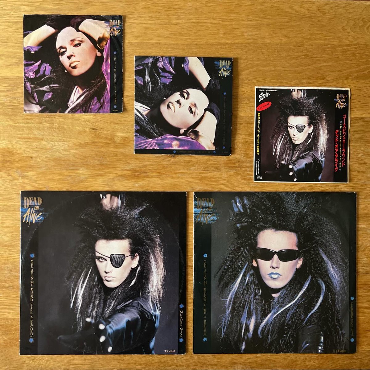 RetroPopBoy's tweet image. #StockAitkenWaterman single No 9 was “You Spin Me Round (Like a Record)”, by Dead or Alive. It was released in the UK in Nov 84, reaching No 1 in March. Here are the Japanese 7”, UK standard and gatefold double 7”, and both 12” editions. #SAWCollection #PWLCollection #PWL40 #PWL