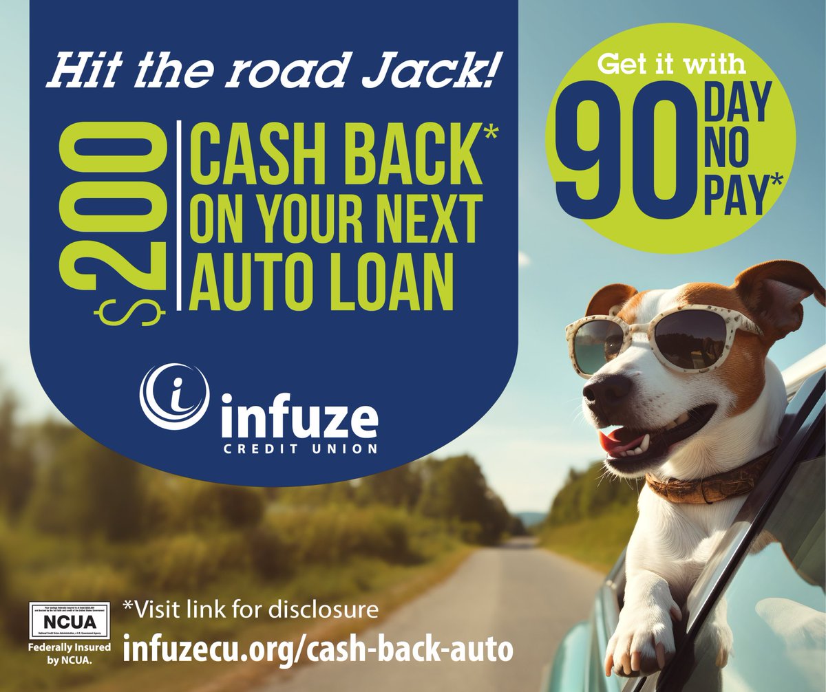 🤑 Drive away with extra cash in your pocket! Purchase or refinance your vehicle with Infuze Credit Union and get $200 cashback*. Don't miss this amazing offer!
*Find out more at infuzecu.org/cash-back-auto

#Missouriautosales #cashback #AutoLoanRates #AutoDeals #VehicleFinancing