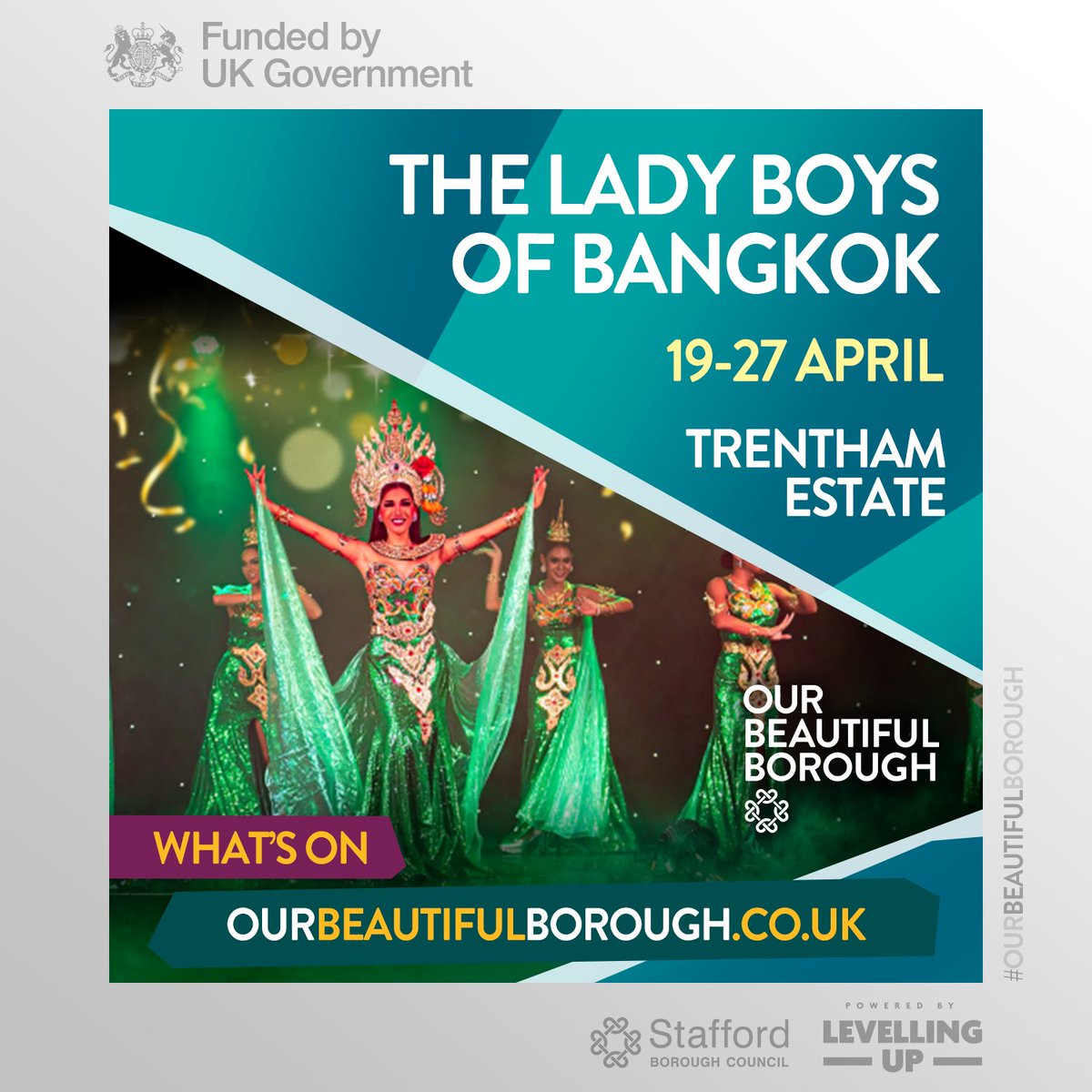 @TheLadyBoys of Bangkok will be gracing us with their presence at @TrenthamEstate from 19th to 27th April. This BIG anniversary show has a glamorous cast of 16 in an outrageously funny new production: tinyurl.com/3fmxypky #NightsOut #PerformingArts #OurBeautifulBorough