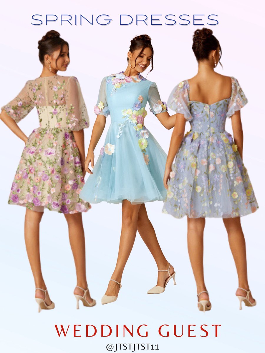 🩵These spring wedding guest dresses are gorgeous! #springwedding #spring #wedding #weddingseason #weddingguest #weddingguestdress #floraldress #awbridal #cocktaildress #cocktailparty #bridal #minidress #dress 

🔗DRESSES LINKED HERE: liketk.it/4EwwU