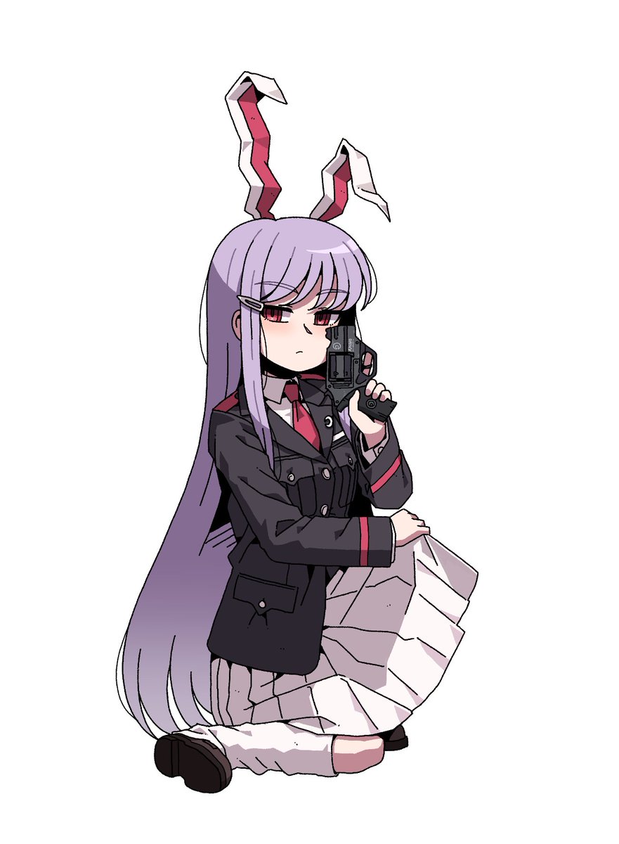 reisen udongein inaba 1girl solo long hair looking at viewer simple background shirt skirt  illustration images