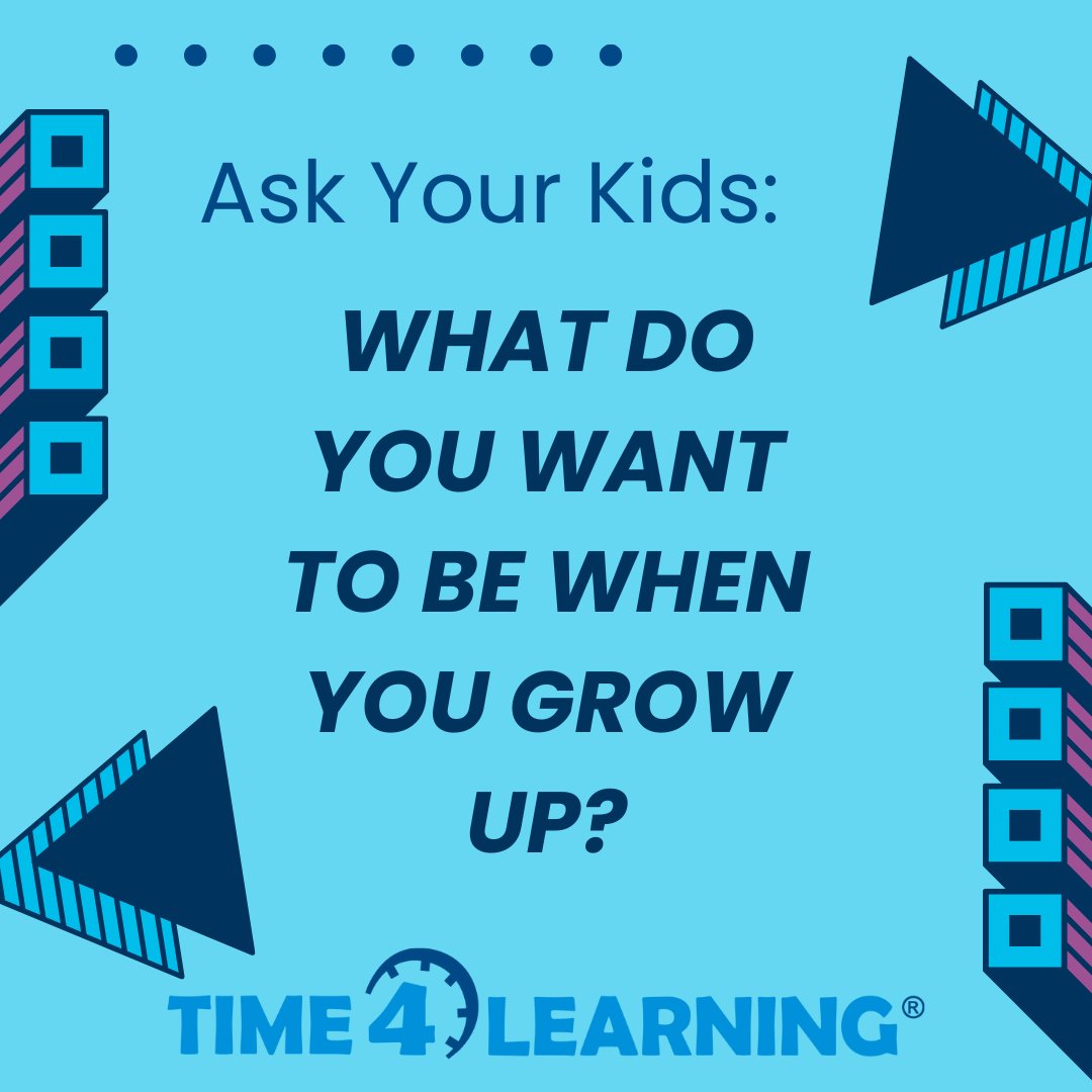 Time4Learning's tweet image. Ask your kids: "What do you want to be when you grow up?" Post their answer in the comments! Job shadowing with family is one form of career exploration! Visit the link for activities to keep kids busy AND learning in the workplace! #TakeYourChildToWorkDay ow.ly/csaZ50Roku1