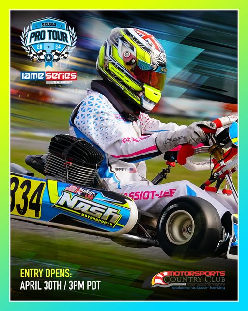 Registration for the SuperKarts! USA Pro Tour SpringNationals at the Motorsports Country Club of Cincinnati opens on Tuesday, April 30.

#EKNatSKUSA #SKUSA #SKUSAProTour #SpringNats2024 #MCC #karting