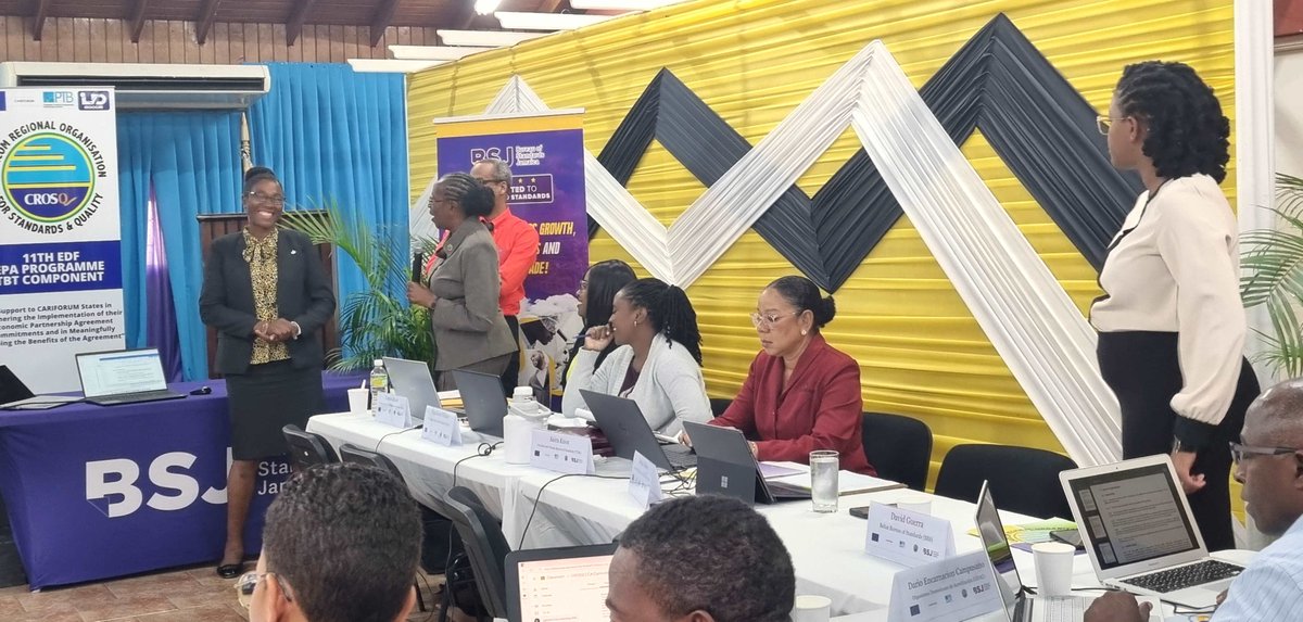 crosqcaricom's tweet image. National Accreditation Focal Points, now in training in Jamaica, are going through the clauses in the standards associated with #conformities and #nonconformities in assessing companies for #accreditation. 

#qualityatwork #11thEDF #EPA #TBTProgramme #BSJ #Jamaica #NAFP