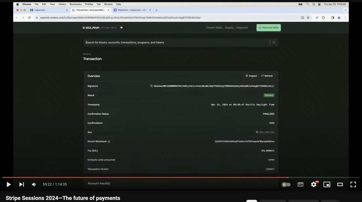 uhhhh chat this is huge the founder of Stripe just used Solana during a live demo to announce they're now supporting crypto payments 🤯🤯🤯