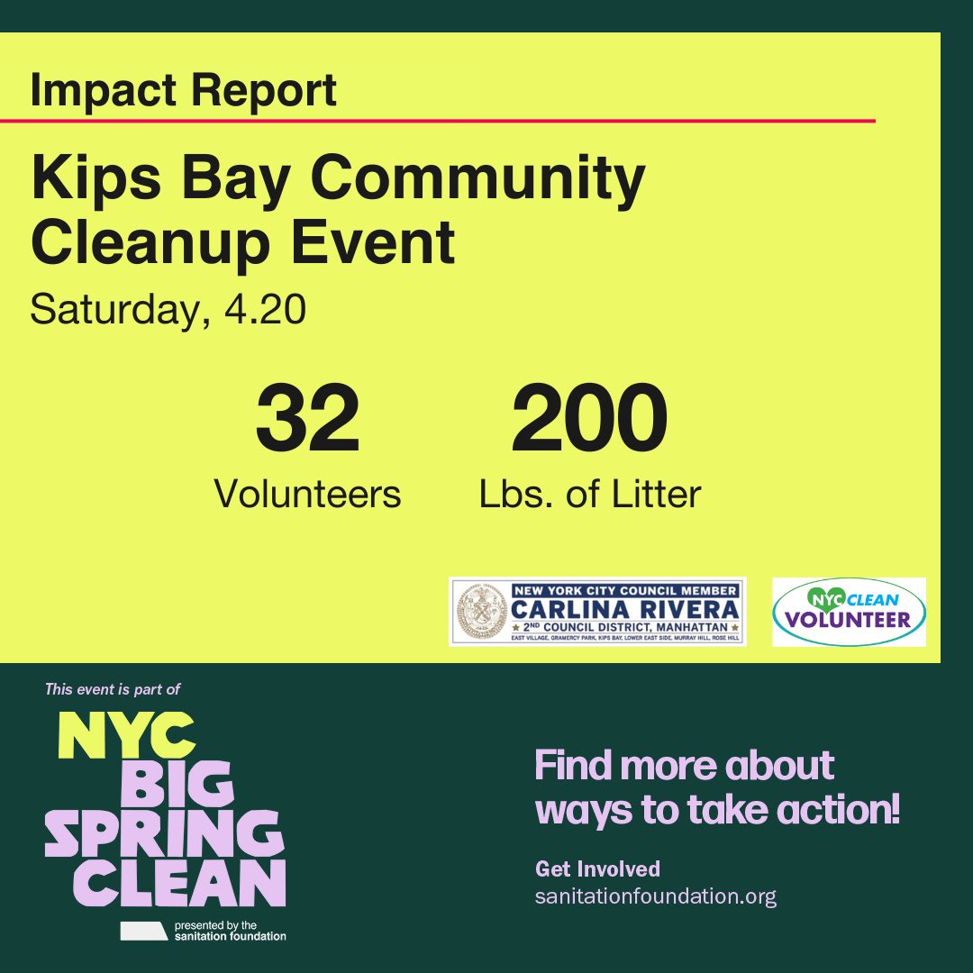 Team Rivera kicked off earth week with @sanitationfoundation and @NYCCleanVol. Big thanks to all of those who joined our kips Bay community clean up!