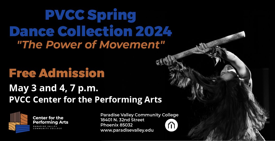 The PVCC Spring Dance Collection 2024 'The Power of Movement' presents the creative voices of PVCC dance students, faculty, and guest artists. This concert - on May 3 and 4 - will feature a wide range of dance styles from ballroom to ballet to belly dancing.

Admission is free!