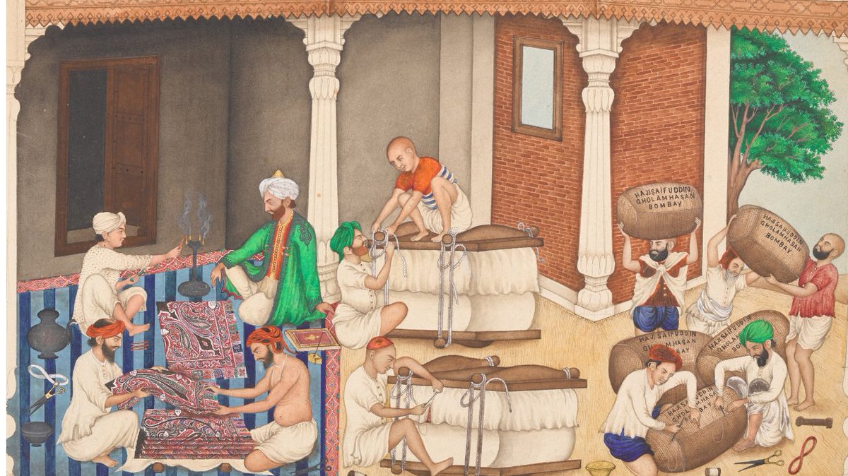 Weavers arranging #shawls in bales, #Sikh artist, style of Bishan Singh,Amritsar /Lahore,ca 1860-70 sold 10 times more than its estmtd price at recently concluded Sothebys auction. Click for the fantastic details. @DalrympleWill @ranjona @zebtariq @fzhassan #art #history #culture