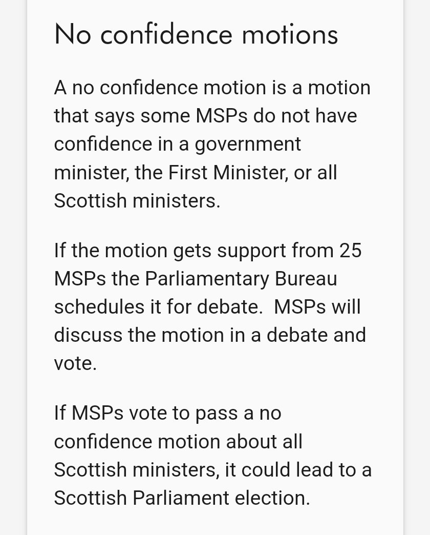 Any MSP who tables a vote of no confidence in the Scottish Parliament must do so against all cabinet members and not just the first minister since that would trigger a parliamentary election, otherwise its just more political games, so put up or shut up, oh and make our day and…