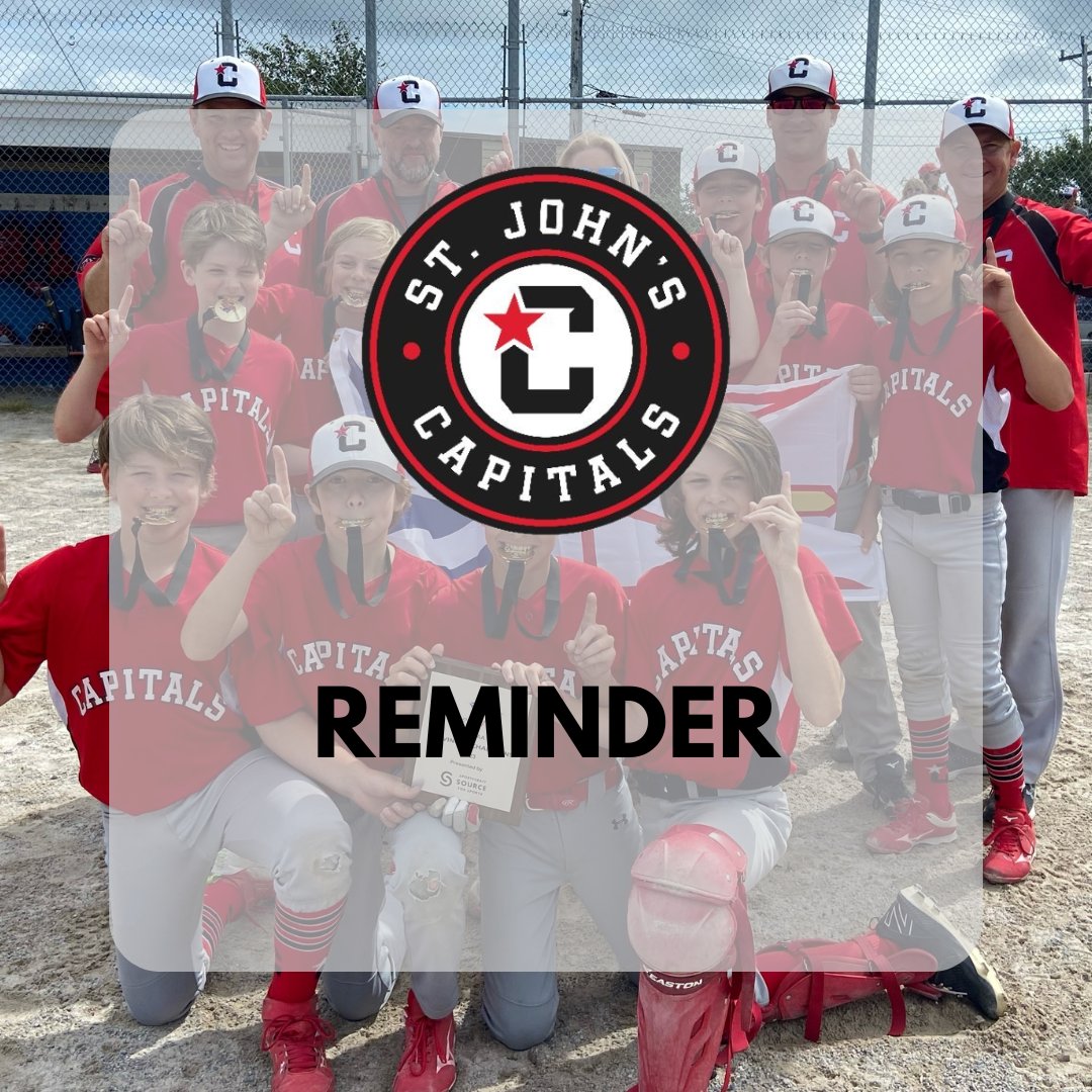 ***REMINDER*** April 27th is the deadline for all-star tryout registration Head on over to baseballstjohns.ca to access our registration portal!