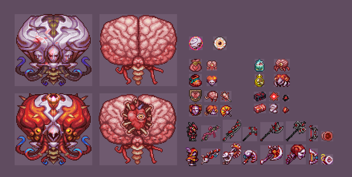 NomisT3730's tweet photo. Brain of Cthulhu

#ドット絵 #terraria #pixelart https://t.co/Mp3i4S12vq