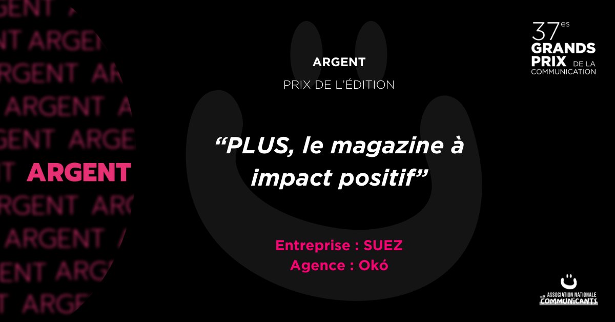Dans la catégorie Prix de l’édition l'argent est remporté par <a href="/suez/">SUEZ</a> et l'agence <a href="/agenceOko/">Okó</a> pour leur campagne “PLUS, le magazine à impact positif”.
Un grand bravo aux équipes ! 
#GP2024