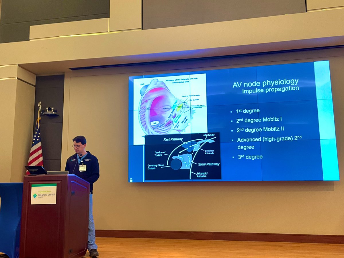 Great talk on bradycardias today by cardiology fellow @battel_ 🫀 Line of the day, “Consider Lyme disease, especially in Ticksburg!” 😂