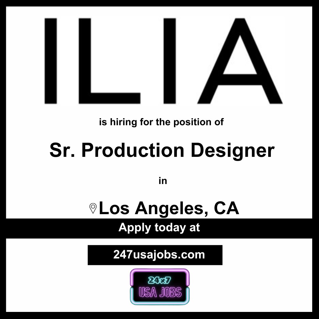 ✨ Calling all creative minds! ILIA Beauty is seeking a Sr. Production Designer to join our team in Los Angeles, CA. 🎨 If you're passionate about beauty and have an eye for design, apply now and let your creativity shine! #ILIABeauty #ProductionDesigner #LosAngelesCA