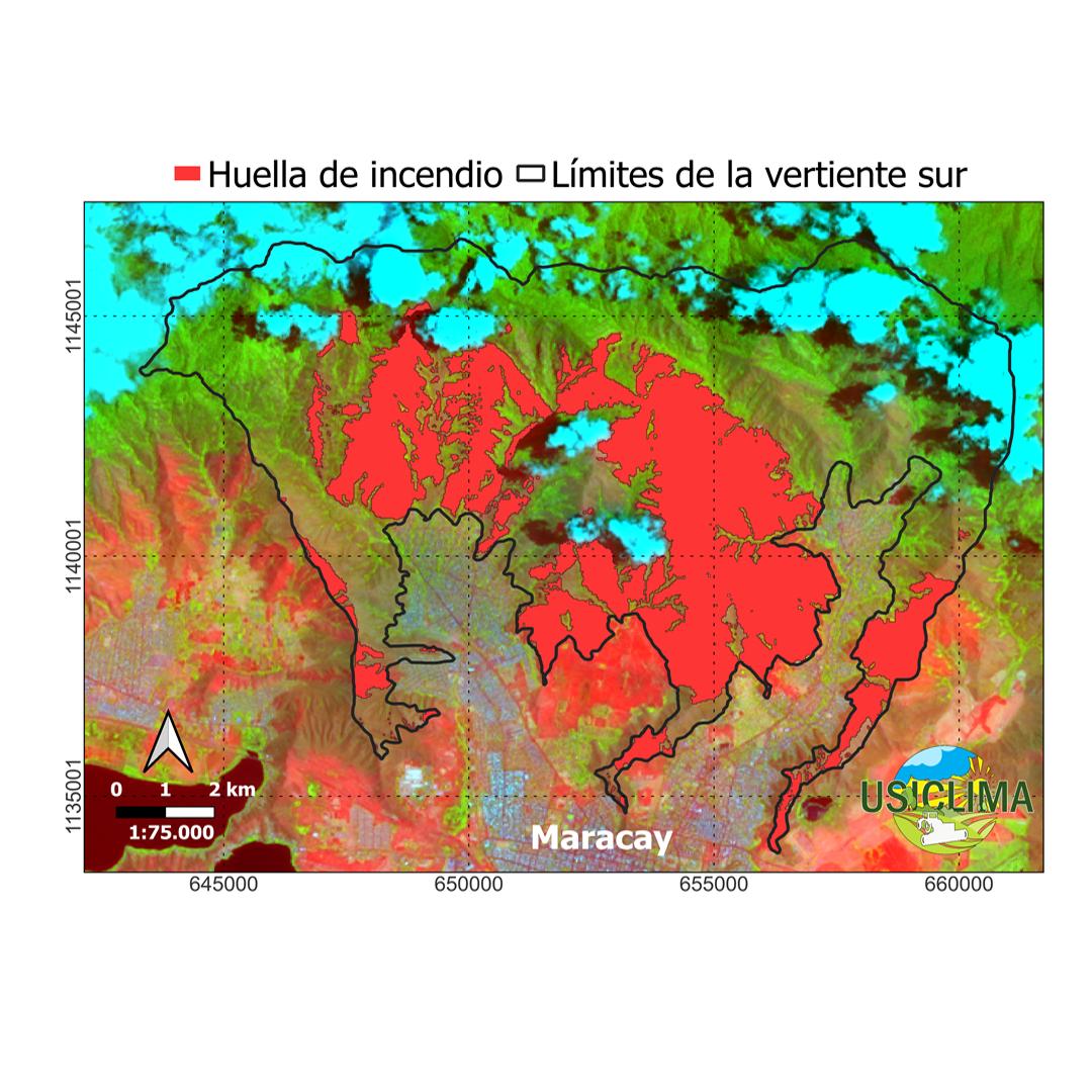 usiclima1's tweet photo. Huella de incendio hasta el momento en la vertiente sur del Henri Pittier, la ladera que se observa desde la ciudad de Maracay. Al 14/04/2024 se han perdido 37.8 Km-2 (34.5 % de la vertiente). #clima #IncendiosForestales
#Fire
#UCV https://t.co/nbpDZ6BGAX