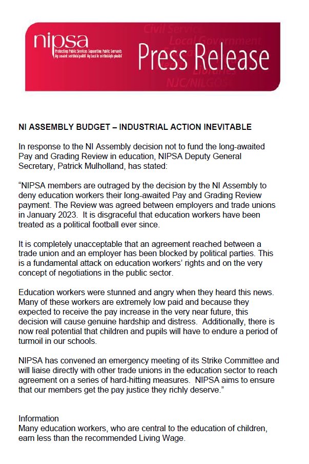 NI ASSEMBLY BUDGET - INDUSTRIAL ACTION INEVITABLE @SJAMcBride @BBCJayneMcC @BBCNolan @williamcrawley @McCambridgeJ @UTVNews @BBCNewsN @CarmelGates @News_Letter @AmandaFBelfast @irish_news @BelfastLive @BelTel @dailymirrorni @BenLowry2 @MarkCarruthers7 @robbeorn @SuzMcGonagle