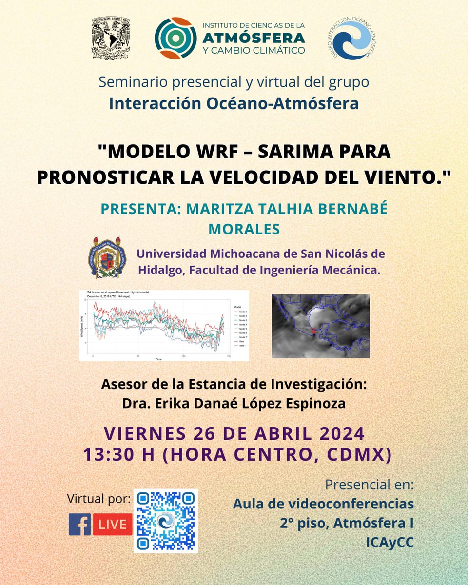 #ViernesdeSeminario <a href="/GrupoIoa/">Grupo IOA - Grupo Interacción Océano Atmósfera</a>
Presenta Maritza Talhia Bernabé Morales
26 de abril de 2024 | 13:30 hrs CDMX 
 Atmósfera I, ICAyCC - UNAM
FBLive: facebook.com/grupoIOA  
¡Los esperamos!
<a href="/GrupoIoa/">Grupo IOA - Grupo Interacción Océano Atmósfera</a> <a href="/ICAyCC_UNAM/">Inst de Ciencias de la Atmósfera y Cambio Climátic</a> <a href="/UNAM_MX/">UNAM</a> @universidadmicho