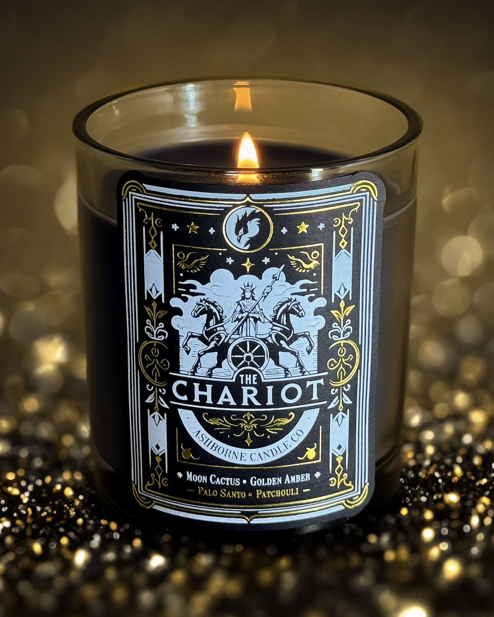 Introducing ‘The Chariot’ 🌙🖤 Smells of Moon Cactus - Golden Amber - Palo Santo - Patchouli ⚜️ ashborne.co/products/the-c… #tarot