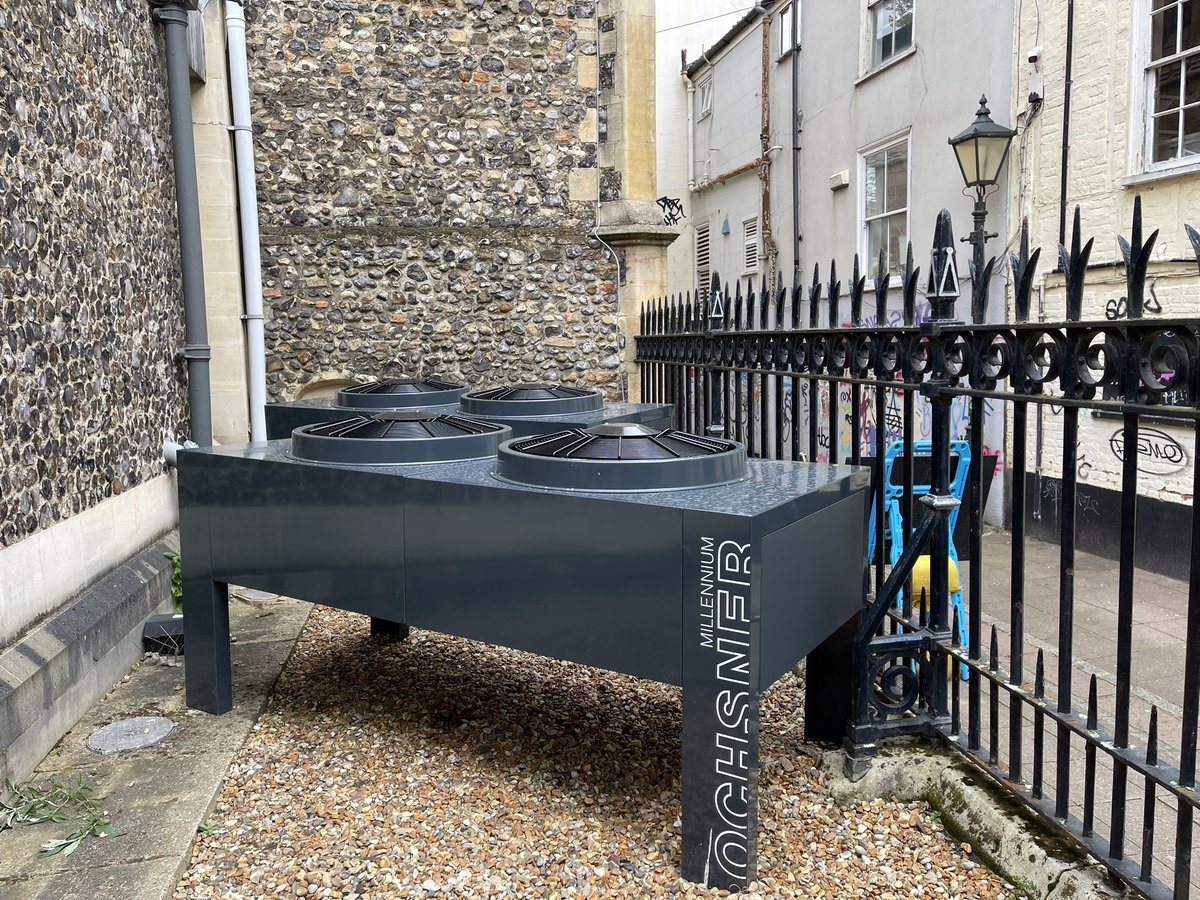 So, the next thing to get underway here @StPeterMancroft is our air source heat pumps. We’ve put them in position & the next job is to install the rest of the plant needed. It’s all go here with our #eco project. @churchofengland