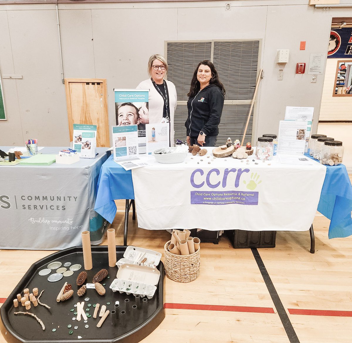 Cindy & Tracey are at #BettyHuff Elementary this morning supporting their Ready Set Learn event! Ready to play with the looseparts! 

#readysetlearn #loosepartsplay