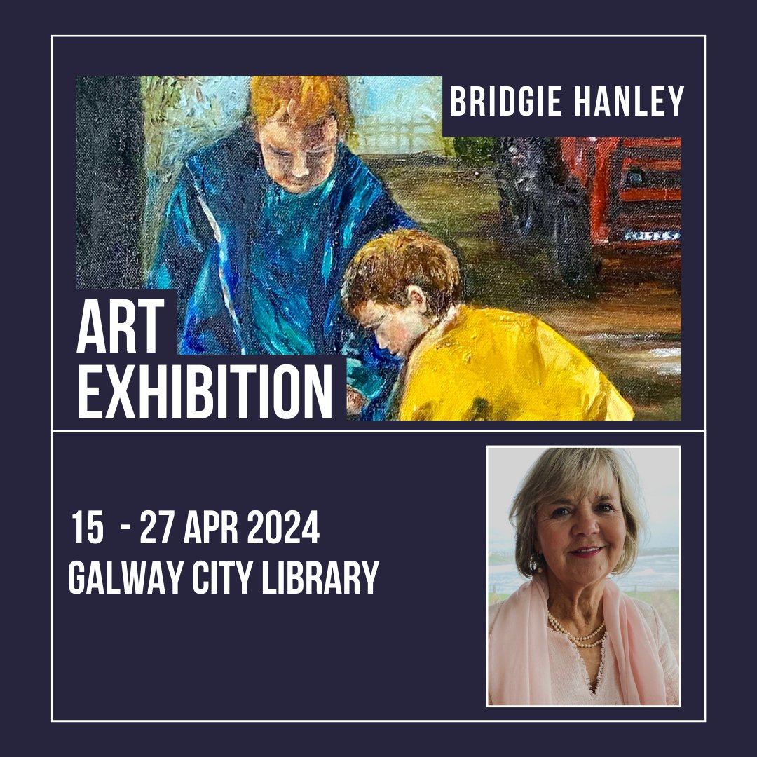 The current art exhibition in @galwaycitylib by Bridgie Hanley ends this Saturday, 27th April. All artwork on display is available to buy and all prices are negotiable. Contact the artist directly to discuss. Phone 087-2628512 or bridgiehanley@gmail.com #ArtAtTheLibrary