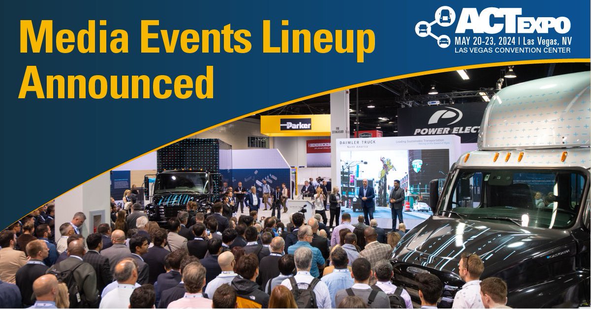 The countdown is on for an exciting week of commercial vehicle debuts and #transportation technology unveiling at #ACTexpo, May 20-23 at the Las Vegas Convention Center. View the full lineup of media events here: ow.ly/PkKg50RojSu #fleetmanagement #innovation #fleets