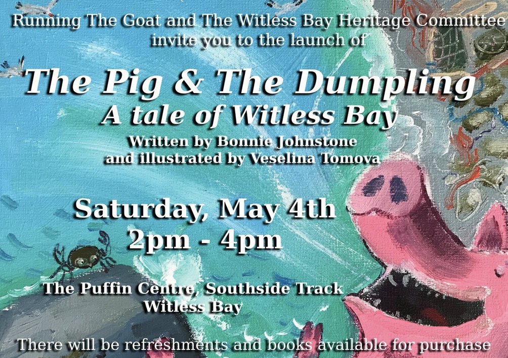 Let's head out to an old #Newfoundland outport for a silly tale about THE PIG AND THE DUMPLING from @RunningtheGoat. #picturebook written by Bonnie Johnstone, art by Veselina Tomova. And it launches May 4th. canlitforlittlecanadians.blogspot.com/2024/04/the-pi…