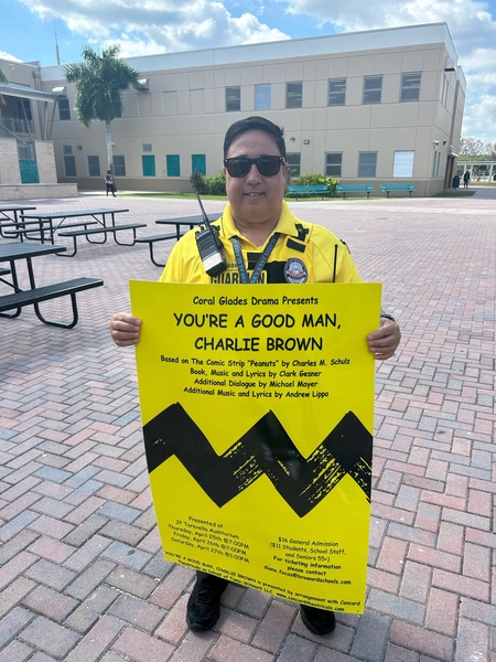 Thank you @drmarkkaplan and the staff of Coral Glades High School for supporting the cast and crew of YOU'RE A GOOD MAN, CHARLIE BROWN for their opening night!