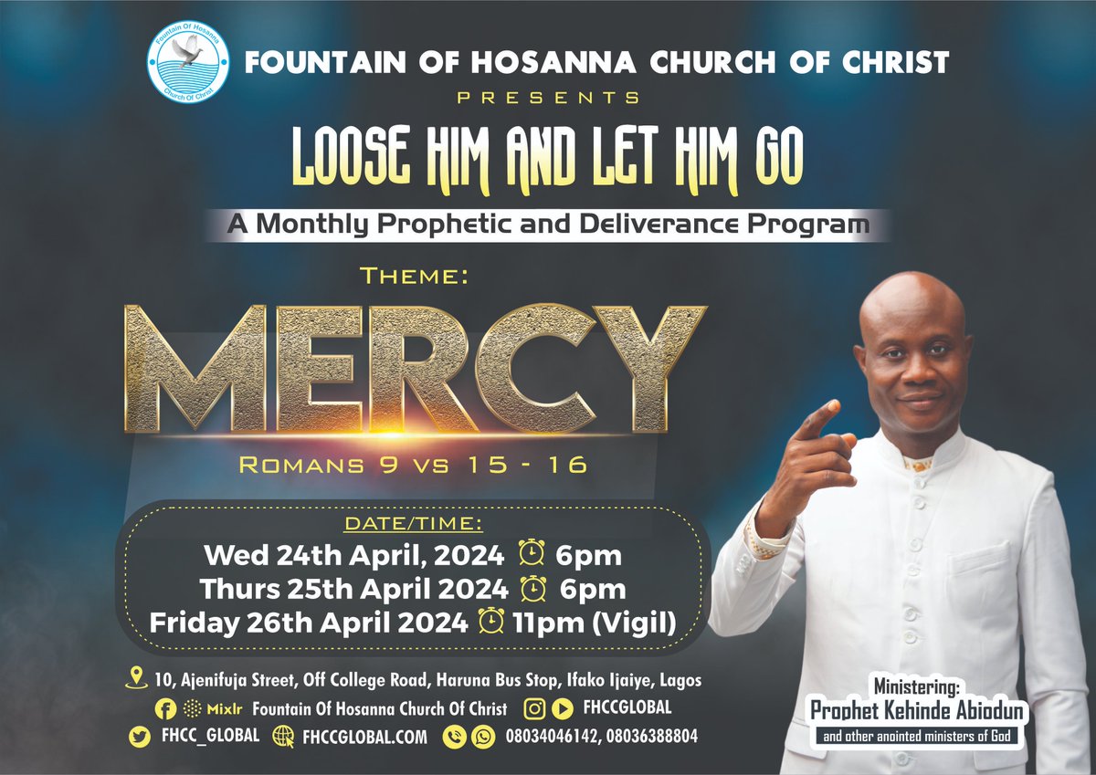 Welcome!!! Beloved
Day 2 Loose Him And let Him Go'
#fhcc #mercy #grace #favors #LIGHT