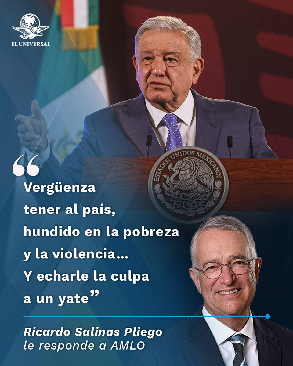 “Tanto que prometieron y resulta que toda la culpa la tiene un yate, bueno de hecho son dos y bien bonitos… ahh y pagados con mi dinero no con el de el pueblo”, señala Ricardo Salinas eluniversal.com.mx/cartera/vergue…