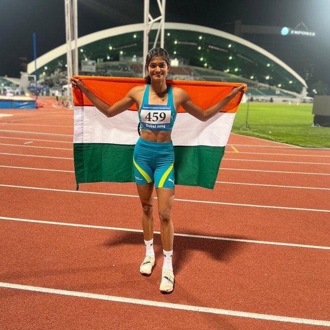 Medal rush continues in Dubai! Another discipline, another medal as Pavana Nagaraj grabs on to Women's Long Jump gold with a leap of 6.32m🕴️👏 #U20AsianAthletics | #Athletics