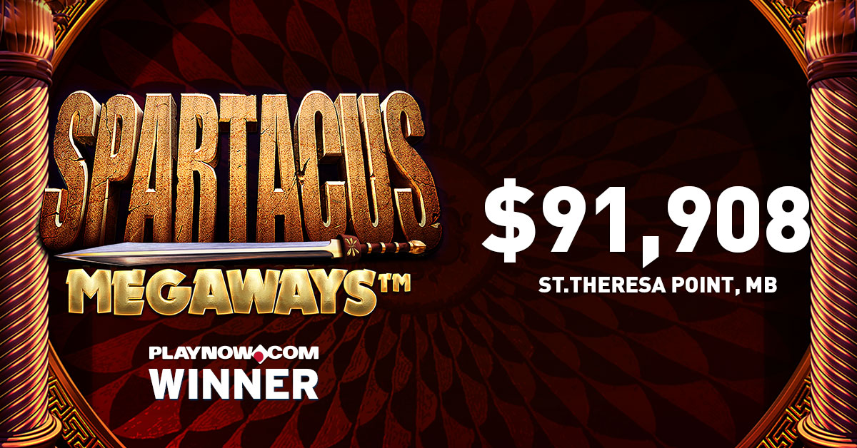 HUGE shoutout to a player from St. Theresa Point for winning $91,908 playing Spartacus Megaways on PlayNow! Click here to play 👉 bit.ly/3Ui8vb3