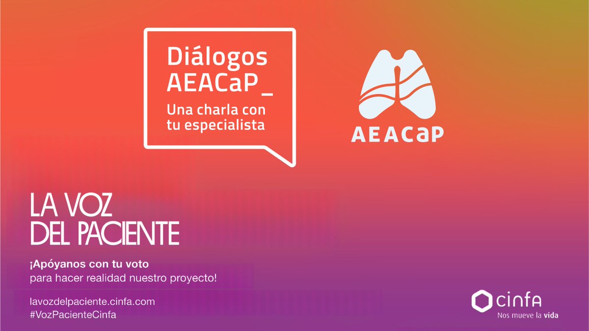 🔵🔬Nuestro proyecto 'Diálogos @AEACaP' participa en la iniciativa de Cinfa de #lavozdelpaciente ➡️¿Nos ayudas con tu voto? Si estamos dentro de los 100 con más apoyo seremos beneficiarios de una de las becas ℹ️ bit.ly/AEACaP-Proyect… 🗓️Votaciones hasta el 15/05