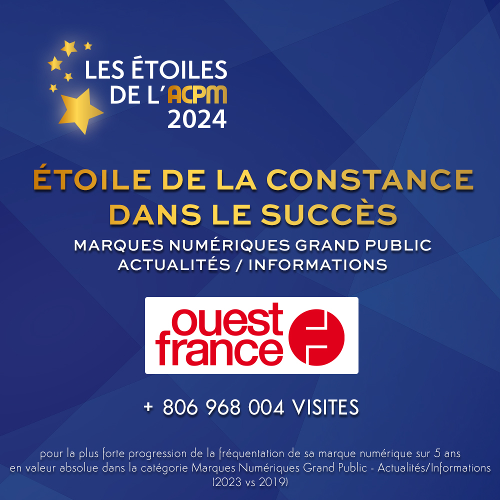 ⭐️Cérémonie des étoiles de l’ACPM - #Etoiles2024⭐️ Félicitations à @OuestFrance pour son Étoile de la constance dans le succès pour la plus forte progression de fréquentation de sa marque numérique sur 5 ans avec +806 968 004 visites