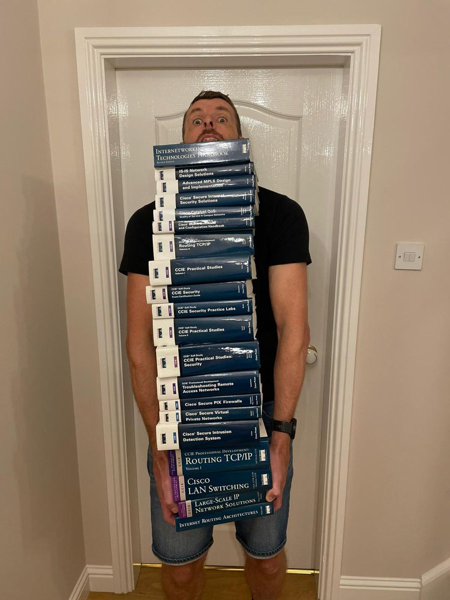 Question for you all: Do you prefer a physical #CiscoCert handbook to study with or a digital copy? 🤔

Thanks again to Stephen Paynter for this stack-attack of a photo 😂 Show us YOUR stack photos below! 👇

#CCNA #CCIE #CCST