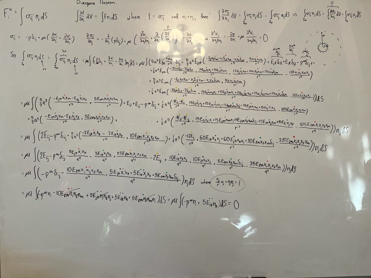 Proud Dad Alert! 

As a recovering ChemE whose PhD dissertation and coursework had a lot of fluid mech and applied math in it, I was thrilled and nostalgic to see my middle one’s white board full of this Einstein notation derivation for a low Reynold number flow problem.

And…