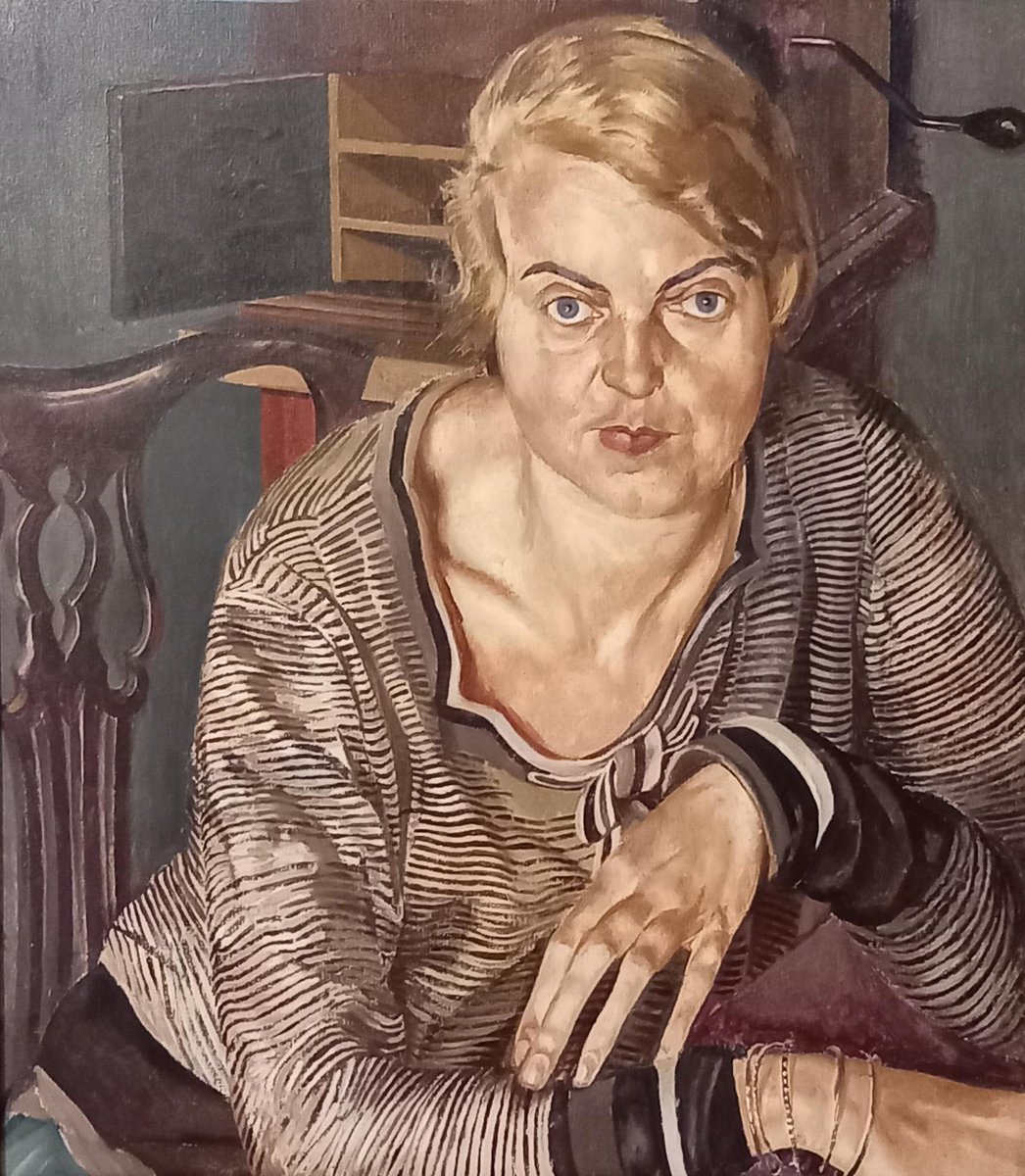 Stanley Spencer never saw Patricia Preece paint, but he certainly painted her. This 1933 portrait (@ArtGallerySoton) is in the intriguing exhibition on Preece and her lover/co-conspirator in an art deception, Dorothy Hepworth, @CharlestonTrust in Lewes: art-exhibitions.blogspot.com/2024/04/a-quee…