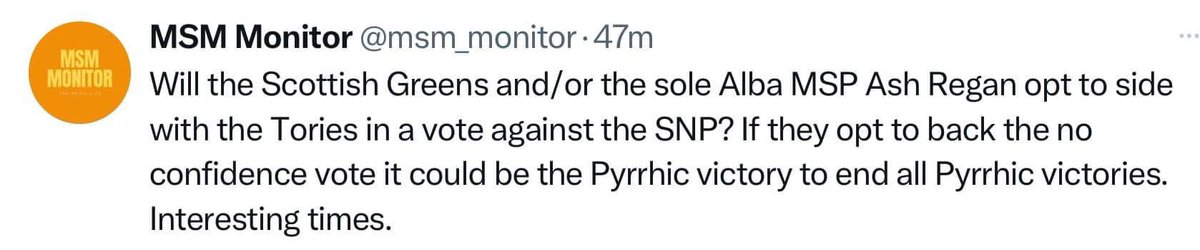 @jamesbundy @WingsScotland And let’s not forget the “Both Votes SNP” , which ushered in all those list seat MSPs , who are just champing at the bit to bring him down.. meanwhile Murray is resorting to this shite..